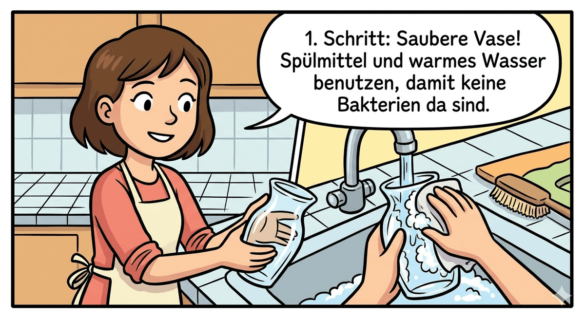 Saubere Vase für Schnittblumen