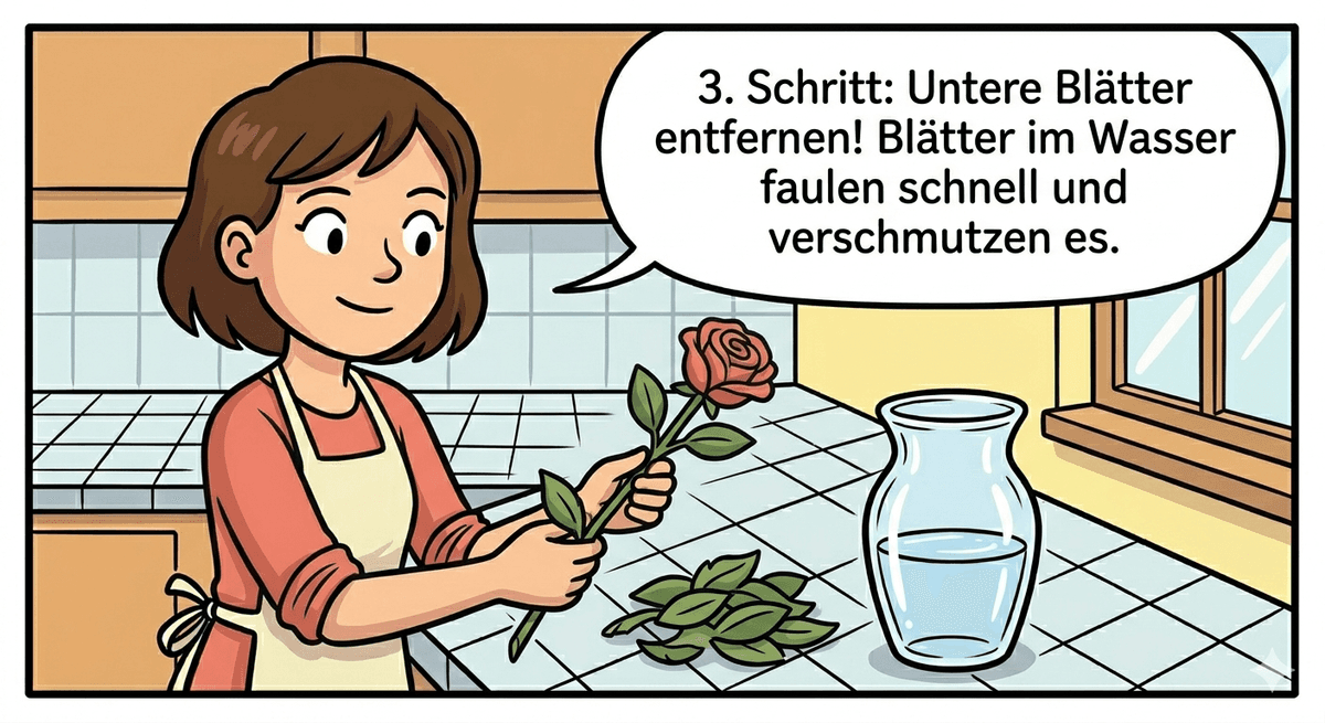 Blätter von Schnittblumen entfernen