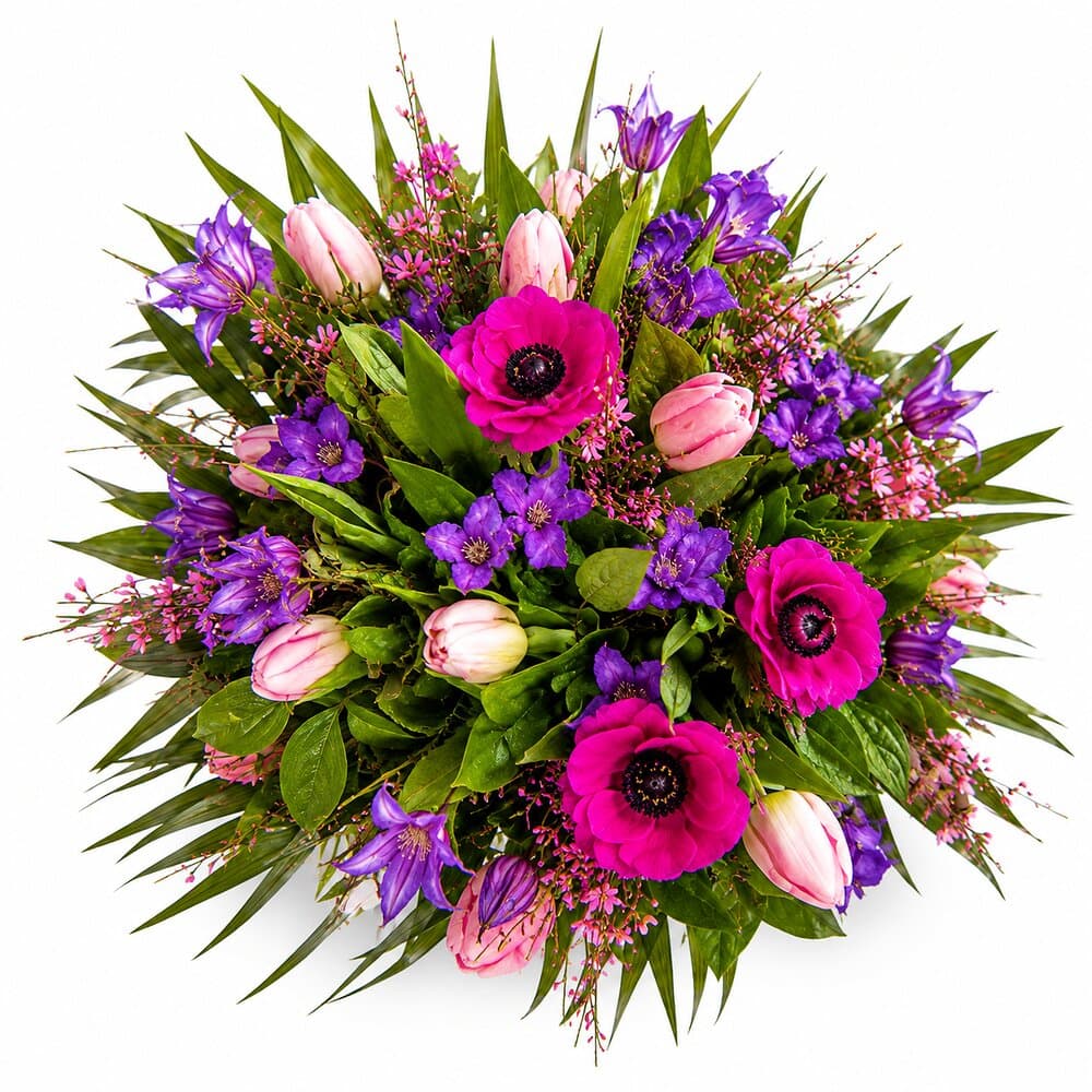 Elly – Frühlingsstrauß mit Anemonen – handgebundener Blumenstrauß vom Floristen München