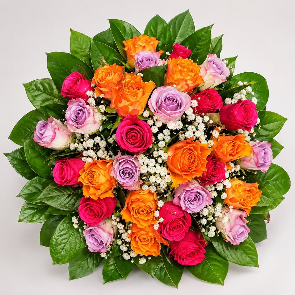 Roky – Bunter Rosenstrauß – handgebundener Blumenstrauß vom Floristen München